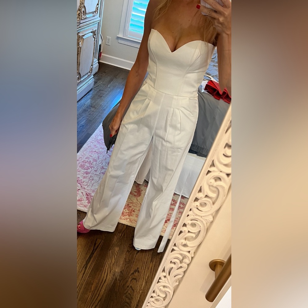 White strapless jumpsuit, S